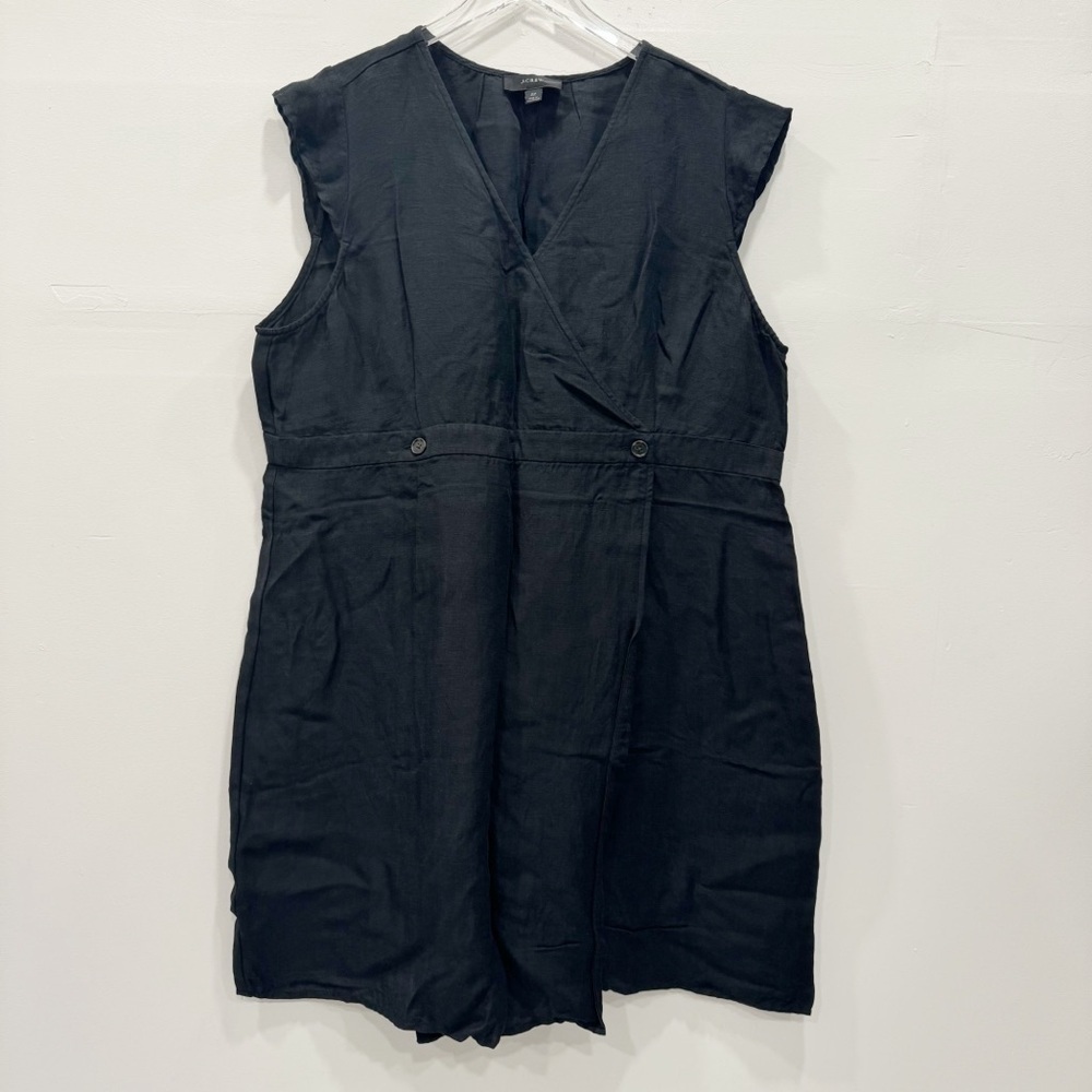 J. Crew Summer 22 Linen Cupro Blend Sheath Dress Black Size 22